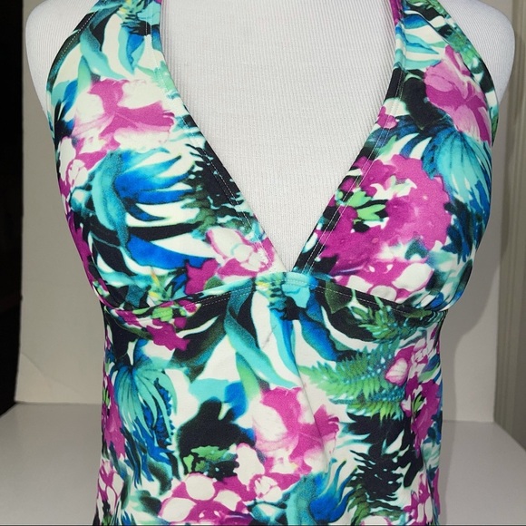 Athleta Halter Tankini Swim Top Tropical Floral S - Picture 4 of 14